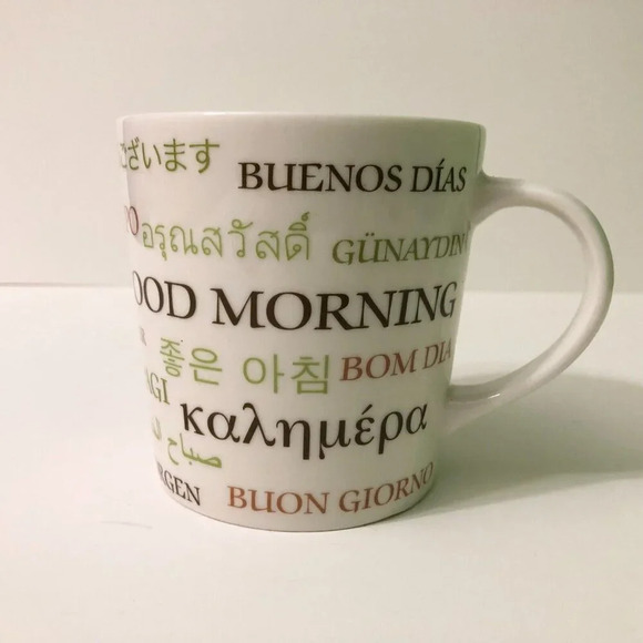 2007 Starbucks Good Morning Multi Language 17 oz Coffee  Mug - Picture 1 of 11